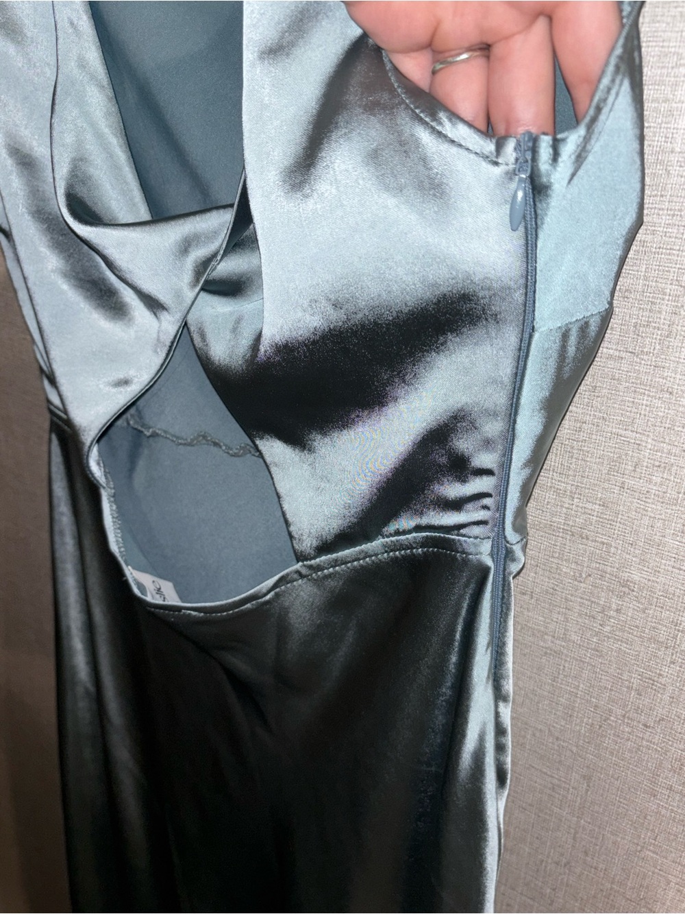 Selfie Leslie Satin Cowl Midi Dress in Light Blue - Picture 8 of 9
